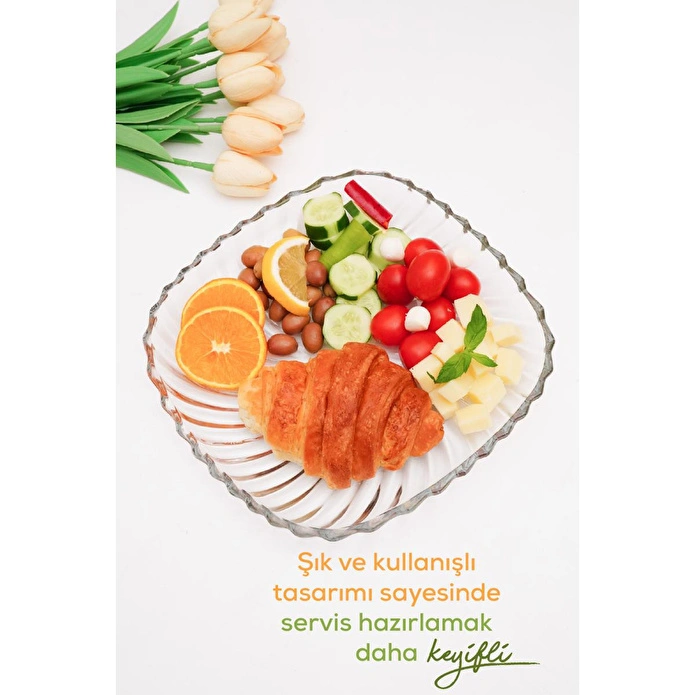 Vienev Cam Kare Sunum Ve Servis Tabağı 24,5 Cm