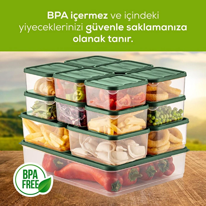 Vienev 17'li Buzdolabı Düzenleyici Organizer Mikrodalgaya Uygun Difriz Saklama Kabı Yeşil