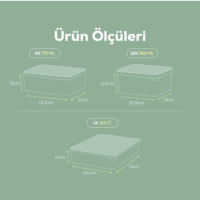 Vienev 17'li Buzdolabı Düzenleyici Organizer Mikrodalgaya Uygun Difriz Saklama Kabı Yeşil