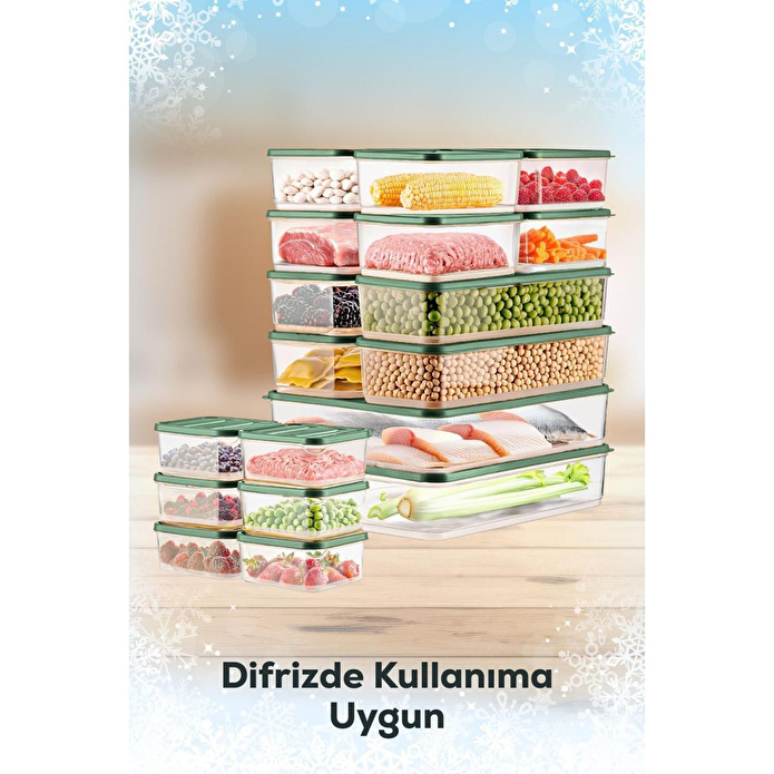 Vienev 20'li Buzdolabı Düzenleyici Organizer Mikrodalgaya Uygun Difriz Saklama Kabı Yeşil