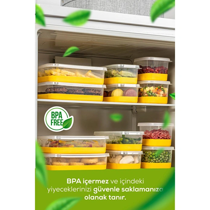 Vienev 4 Parça 1000 Ml Yumuşak Tabanlı Derin Dondurucu - Difriz Saklama Kabı Sarı