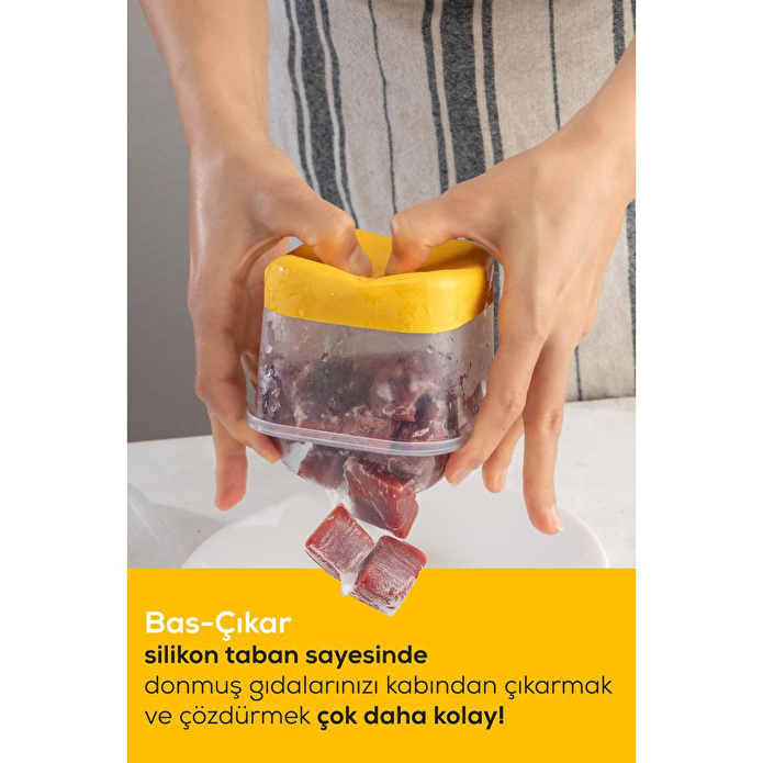 Vienev 4 Parça 1000 Ml Yumuşak Tabanlı Derin Dondurucu - Difriz Saklama Kabı Sarı