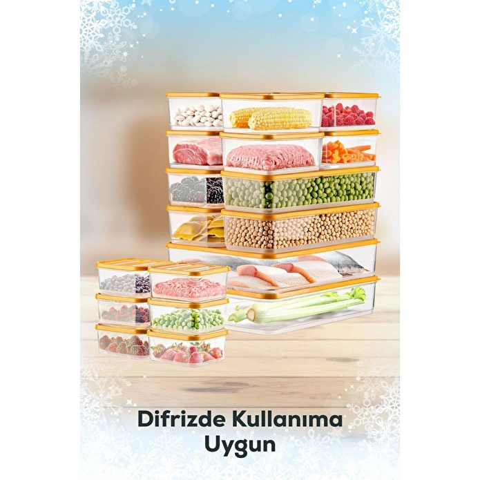 Vienev 20'li Buzdolabı Düzenleyici Organizer Mikrodalgaya Uygun Difriz Saklama Kabı Turuncu