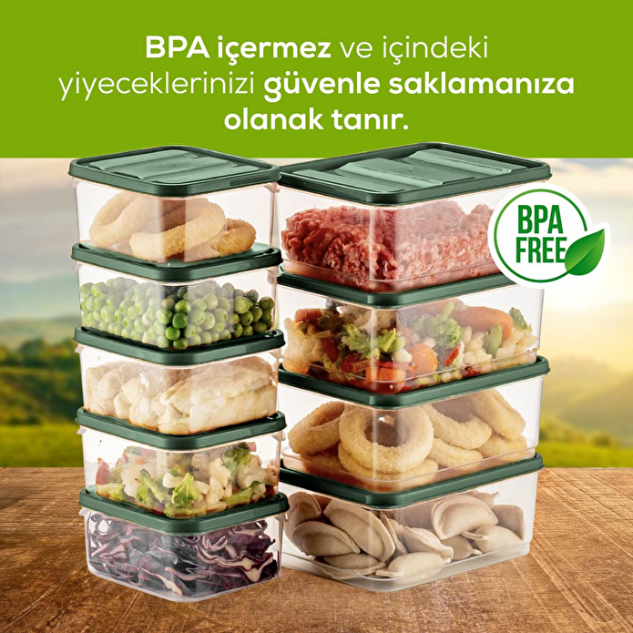 Vienev 10'lu Buzdolabı Düzenleyici Organizer Mikrodalgaya Uygun Difriz Saklama Kabı Yeşil