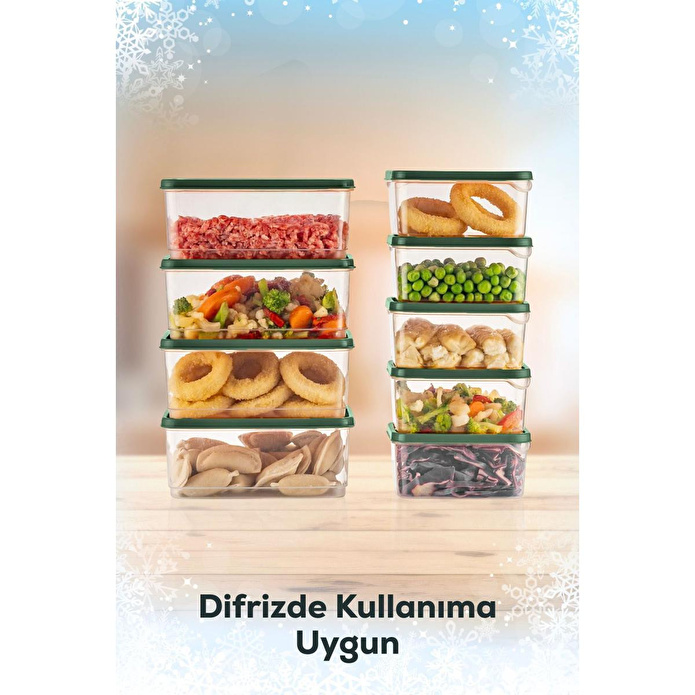 Vienev 10'lu Buzdolabı Düzenleyici Organizer Mikrodalgaya Uygun Difriz Saklama Kabı Yeşil