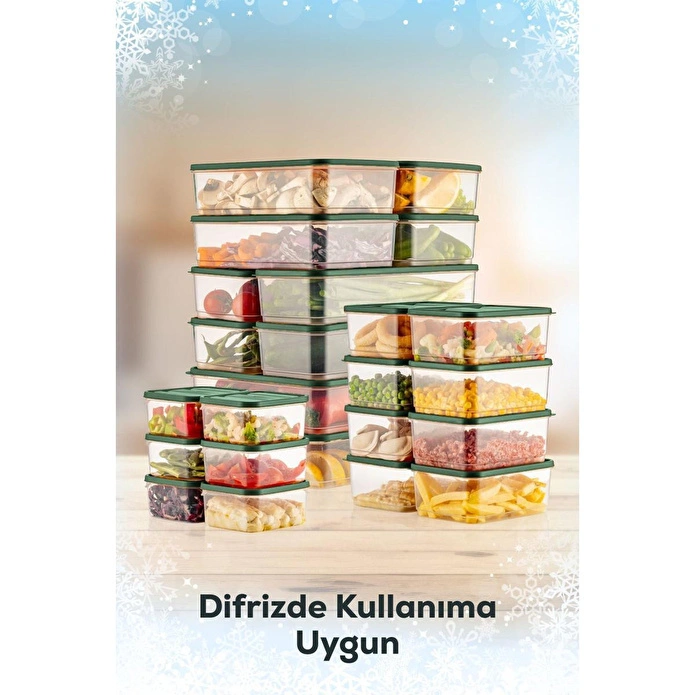 Vienev 24'lü Buzdolabı Düzenleyici Organizer Mikrodalgaya Uygun Difriz Saklama Kabı Yeşil