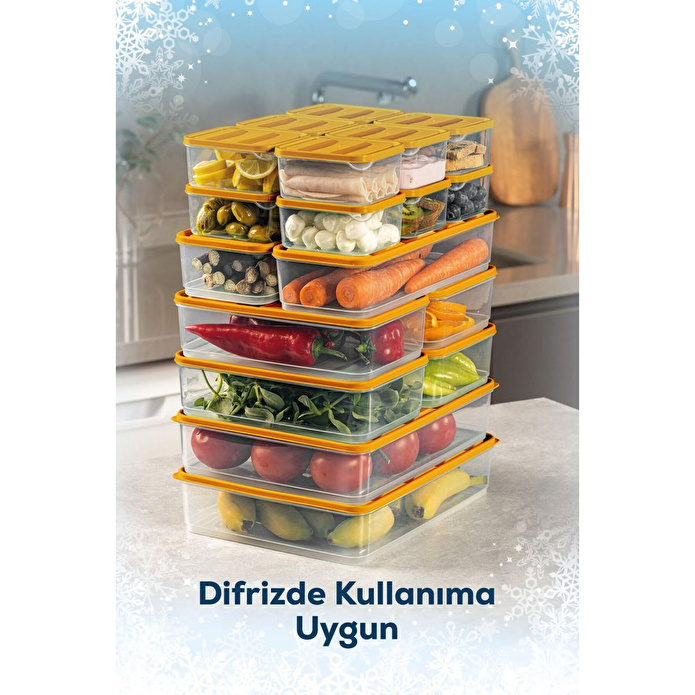 Vienev 20'li Buzdolabı Düzenleyici Organizer Mikrodalgaya Uygun Difriz Saklama Kabı Turuncu