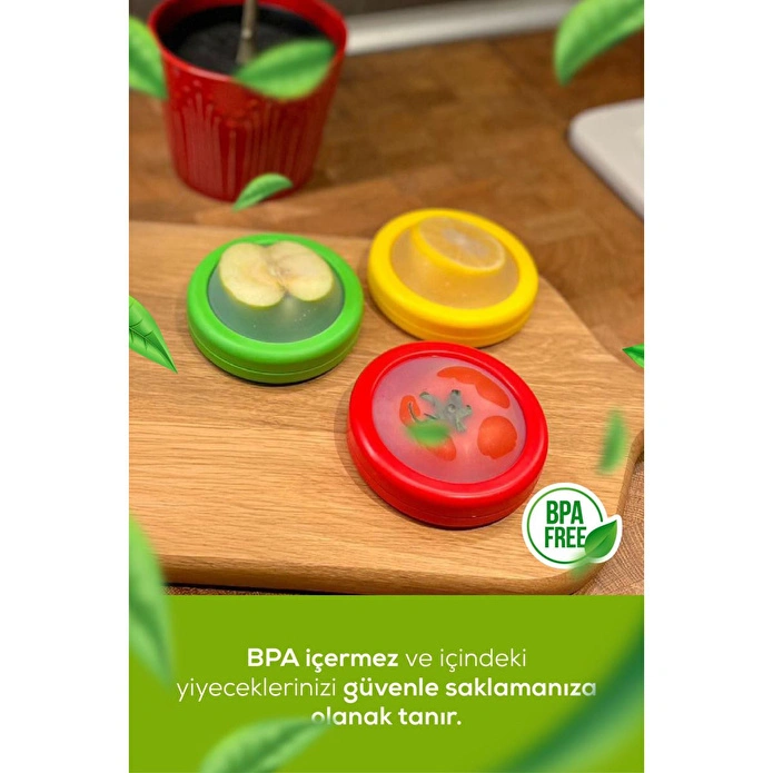 Vienev 3'lü Buzdolabı Için Yarım Meyve Ve Sebze Koruma Kabı - Limon, Soğan, Domates Saklama Kutusu Renkli