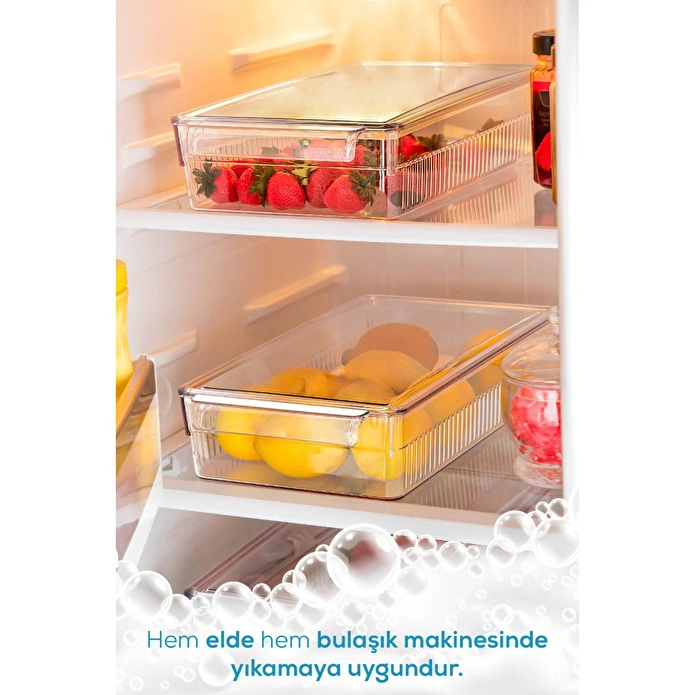 Vienev 3'lü 5,5 Litre Kapaklı Midi Buzdolabı Dolapiçi Düzenleyici Organizer