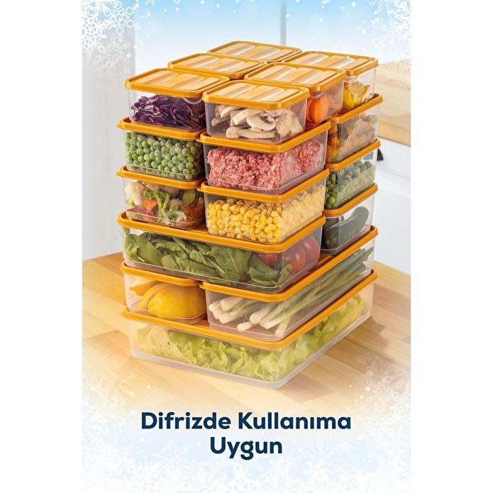 Vienev 19'lu Buzdolabı Düzenleyici Organizer Mikrodalgaya Uygun Difriz Saklama Kabı Turuncu