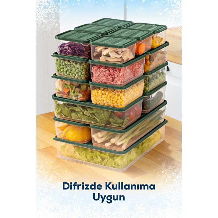 Vienev 19'lu Buzdolabı Düzenleyici Organizer Mikrodalgaya Uygun Difriz Saklama Kabı Yeşil