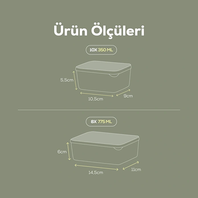 Vienev 18'li Buzdolabı Düzenleyici Organizer Mikrodalgaya Uygun Difriz Saklama Kabı Yeşil