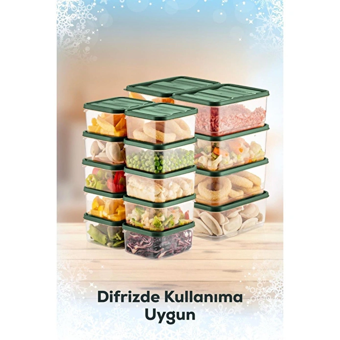 Vienev 18'li Buzdolabı Düzenleyici Organizer Mikrodalgaya Uygun Difriz Saklama Kabı Yeşil