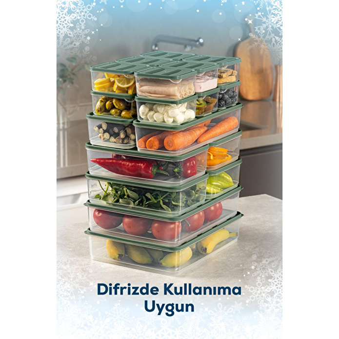 Vienev 20'li Buzdolabı Düzenleyici Organizer Mikrodalgaya Uygun Difriz Saklama Kabı Yeşil