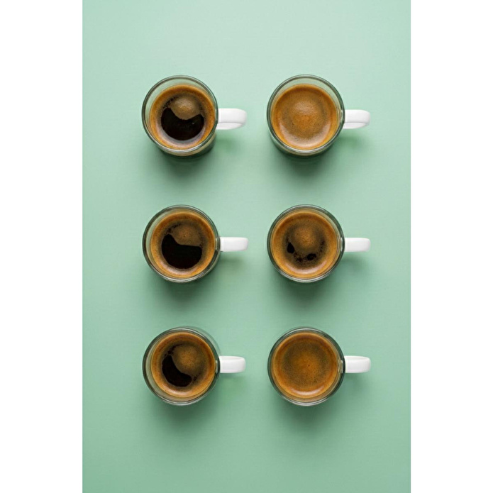 Vienev Beyaz Kulplu 6'lı Cam Espresso Bardağı Seti - 95 Ml