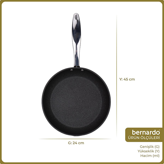 Bernardo Prime Stone Tava Siyah 24cm