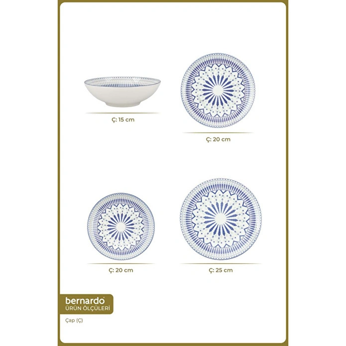 Bernardo Atina 24 Parça Porselen Yemek Takımı