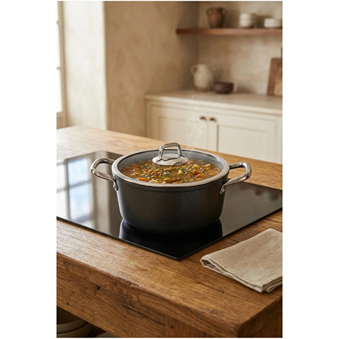 Bernardo Prime Stone Derin Tencere Siyah 24cm