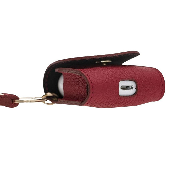 Bloominbag Aurel Crimson Rouge Charm Hakiki Deri Airpods Kılıfı – Airpods 1 & 2 Uyumlu