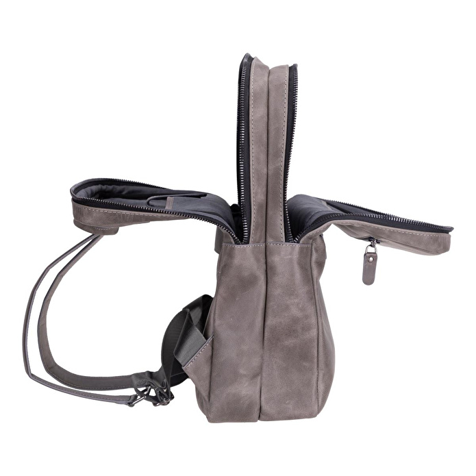 Bloominbag Atelier Ash Gray Hakiki Deri Laptop Sırt Çantası – 16” Uyumlu