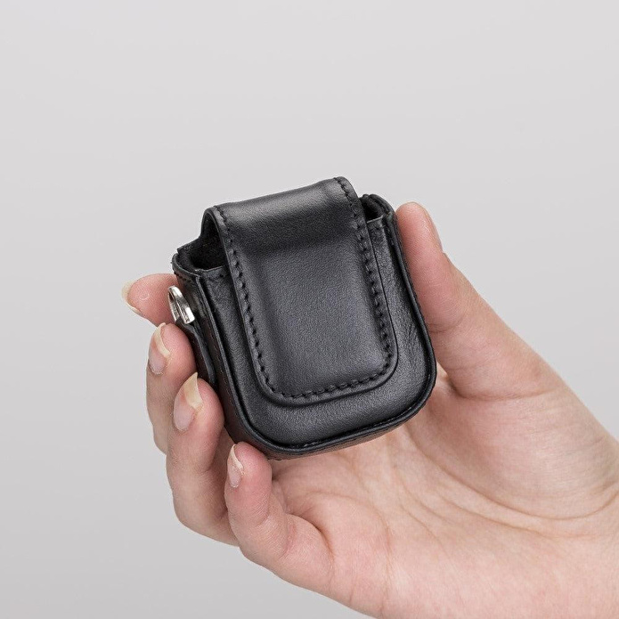 Bloominbag Aurel Onyx Black Charm Hakiki Deri Airpods Kılıfı – Airpods 1 & 2 Uyumlu