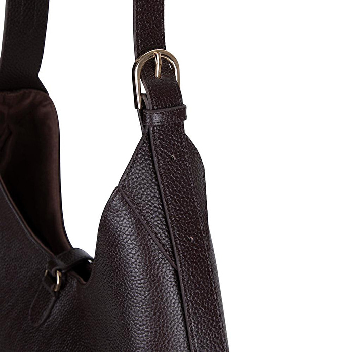 Bloominbag Crescente Smoked Espresso Hakiki Deri Kadın Yarım Ay Formlu, El Yapımı Omuz Çantası