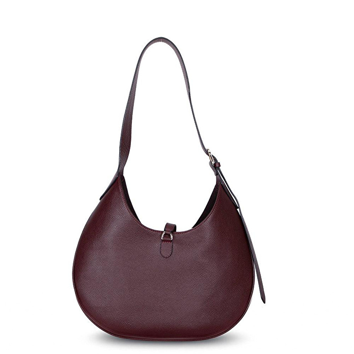 Bloominbag Crescente Vintage Merlot Hakiki Deri Kadın Yarım Ay Formlu, El Yapımı Omuz Çantası