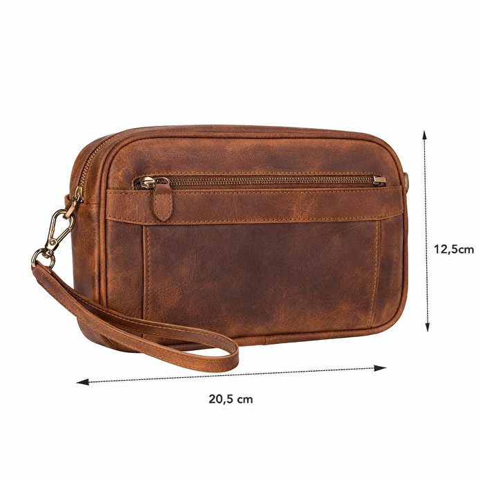 Bloominbag Forge Wrist Heritage Saddle Luxe Hakiki Deri Unisex Kilitli Clutch