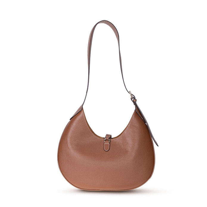 Bloominbag Crescente Warm Camel Hakiki Deri Kadın Yarım Ay Formlu, El Yapımı Omuz Çantası