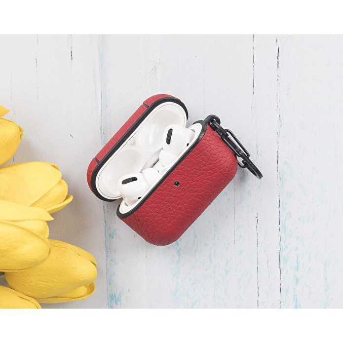 Bloominbag Aurel Hook Crimson Red Hakiki Deri Airpods Pro Kılıfı – Airpods Pro 1 & 2 Uyumlu