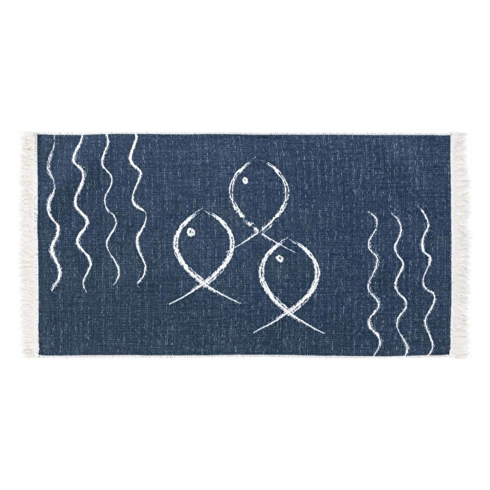 Mudo Home Larissa Fish Çi̇ft Tarafli Ki̇li̇m Laci̇vert Beyaz 80x150