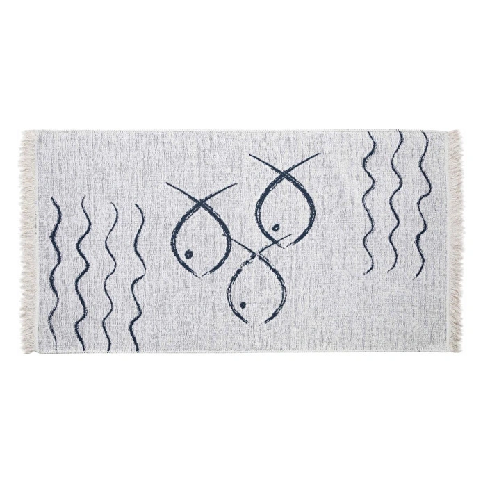 Mudo Home Larissa Fish Çi̇ft Tarafli Ki̇li̇m Laci̇vert Beyaz 80x150