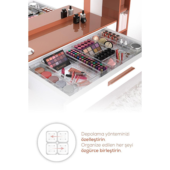 Vienev 7'li Şeffaf Çekmece Içi Düzenleyici Organizer 2x(o.dkdrtgn) 4x(k.dkdrtgn) 1x(d.dktrgn)
