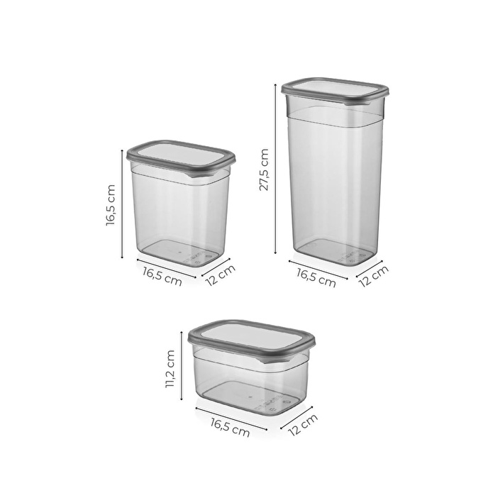 Vienev 15li Set Peggy Şeffaf Kapaklı Uzun Dikdörtgen Saklama Kabı 5x(1,3 Litre, 2 Litre, 3,2 Litre)