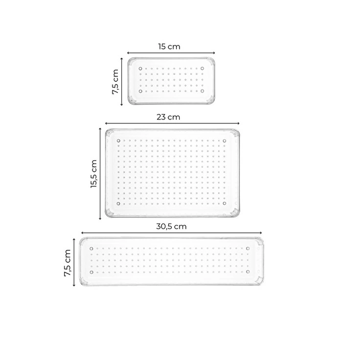 Vienev 9'lu Şeffaf Çekmece Içi Düzenleyici Organizer 4x(d.dkdrtgn,k.dkdrtgn) 1x(o.dkdrtgn)