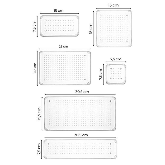 Vienev 8li Şeffaf Çekmece Içi Organizer 1x(b.dkdrtgn,b.kare,d.dkdrtgn,o.dkdrtgn)2x(k.dkdrtgn,k.kare)