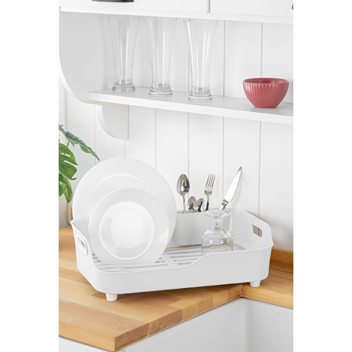 Vienev Lavabo Kenarı Tezgah Üstü Süzgeçli Bulaşıklık Beyaz