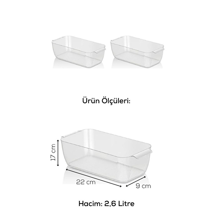 Vienev 2li Set 2,6 Litre Freez Buzdolabı Düzenleyici Şeffaf