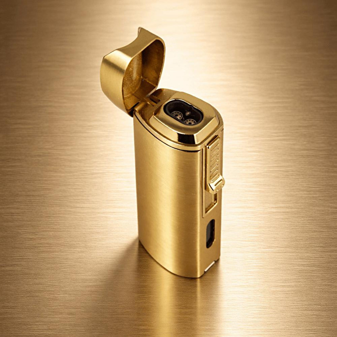 Coho Objet Coho Brazen Standlı Çift Torch Brass Puro Çakmağı