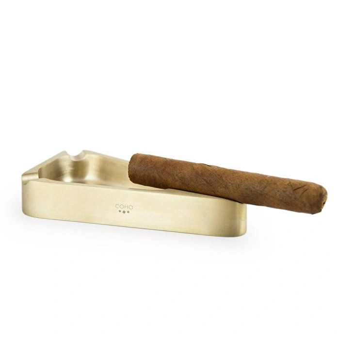 Coho Objet Coho Box Brazen Pirinç Puro Küllük & Kibritlik & Puro Stand Seti