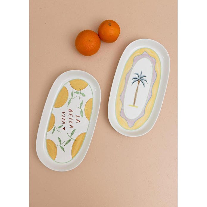 The Mia Italian Summer Oval Servis Tabağı 2li 23 Cm
