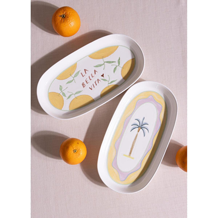 The Mia Italian Summer Oval Servis Tabağı 2li 23 Cm