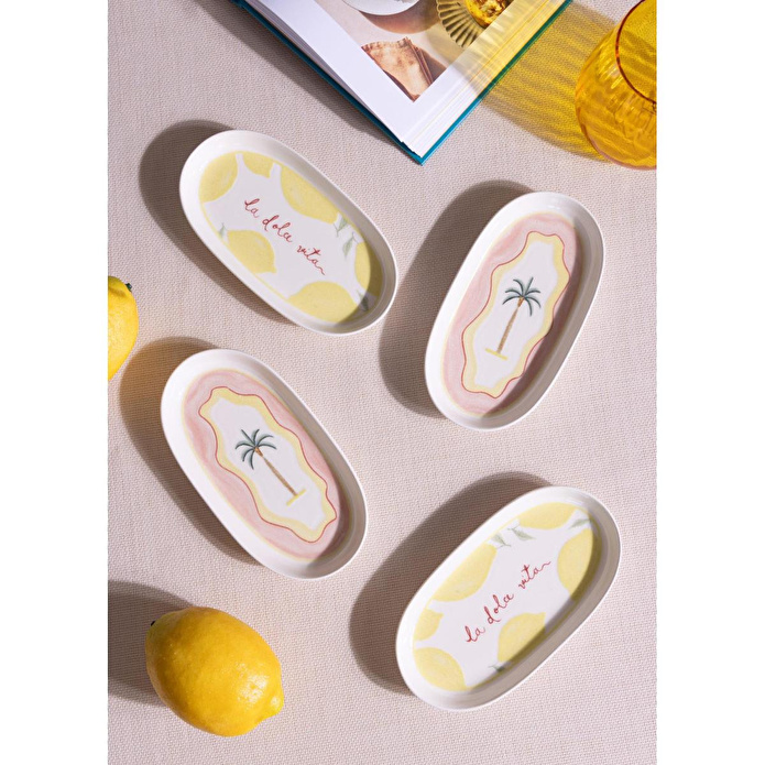 The Mia Italian Summer Oval Servis Tabağı 4lü 17 Cm