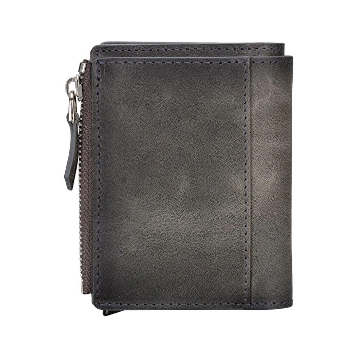 Bloominbag Siena Ash Gray Mekanizmalı Deri Cüzdan & Kartlık (rfid Korumalı)