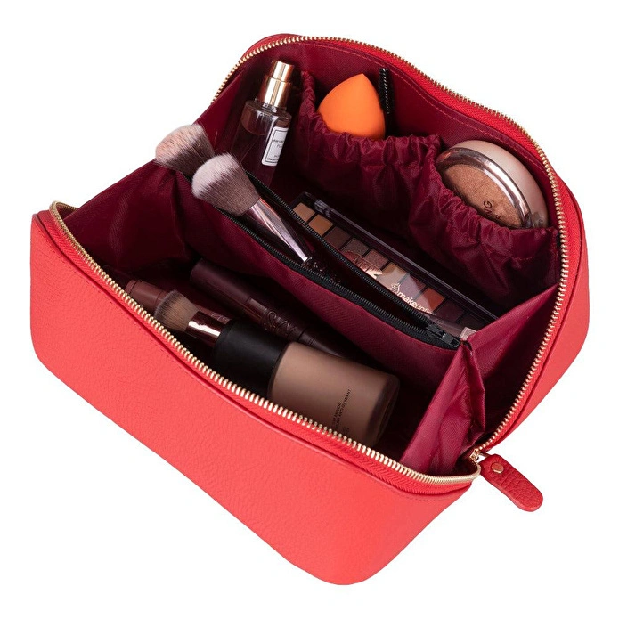 Bloominbag Ella Terra Flame Scarlet Deri Seyahat Ve Makyaj Çantası