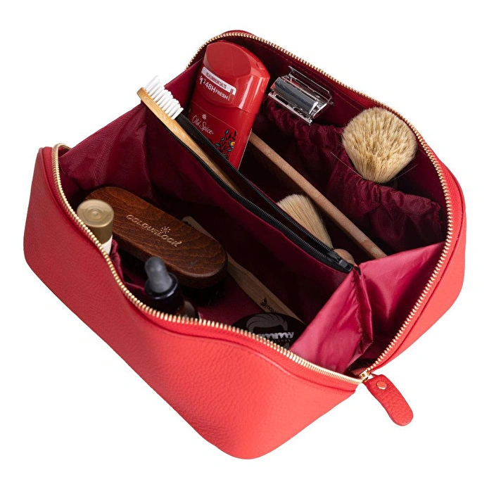 Bloominbag Ella Terra Flame Scarlet Deri Seyahat Ve Makyaj Çantası