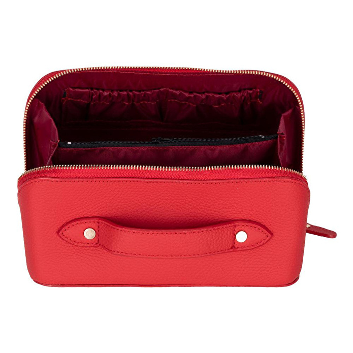 Bloominbag Ella Terra Flame Scarlet Deri Seyahat Ve Makyaj Çantası