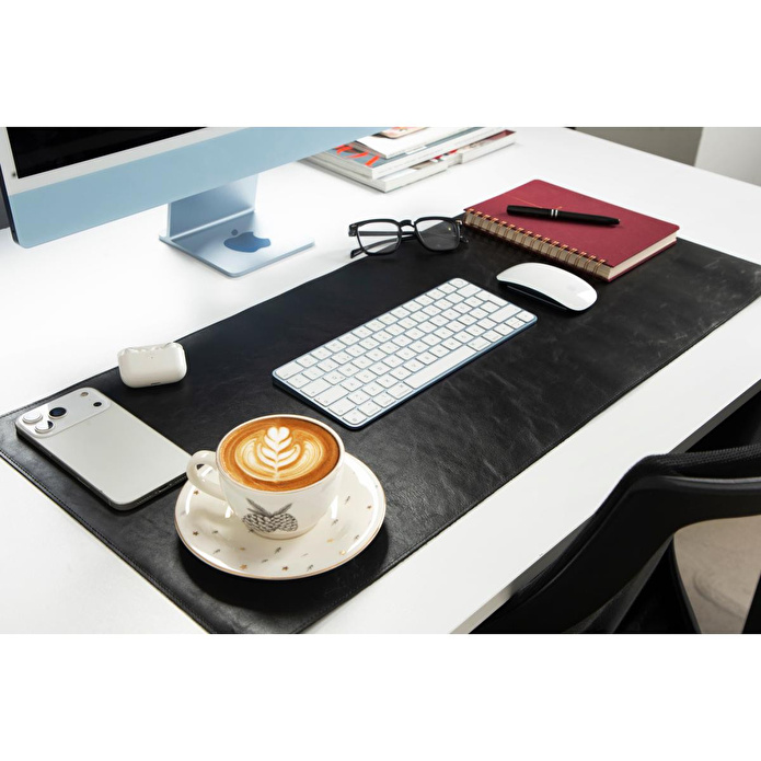 Bloominbag Atelier 91 Noir Black Leather Desk Mat - Medium