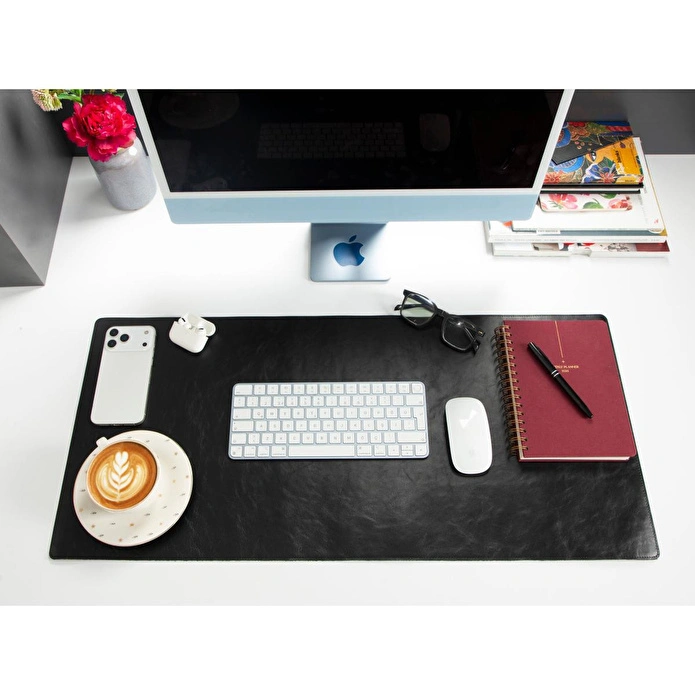 Bloominbag Atelier 91 Noir Black Leather Desk Mat - Medium