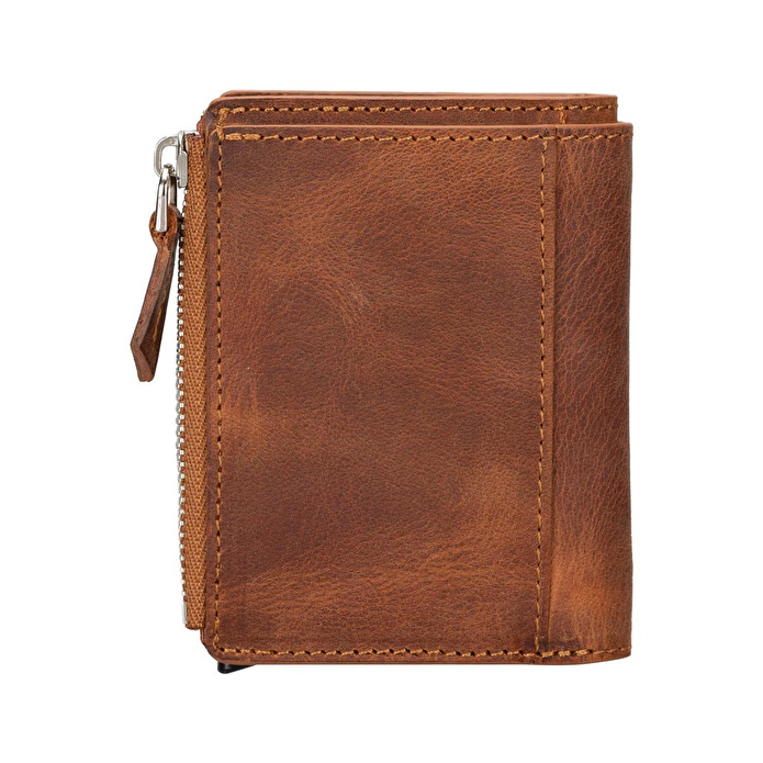 Bloominbag Siena Saddle Brown Mekanizmalı Deri Cüzdan & Kartlık (rfid Korumalı)